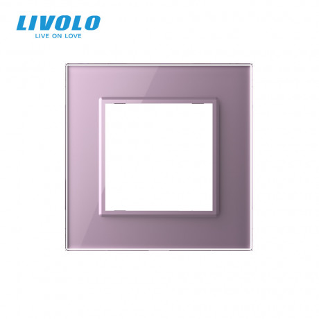 Рамка розетки 1 место Livolo розовый стекло (C7-SR-17)
