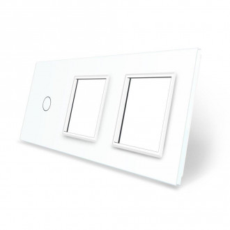 Сенсорная панель комбинированная для выключателя 1 сенсор 2 розетки (1-0-0) Livolo белый стекло