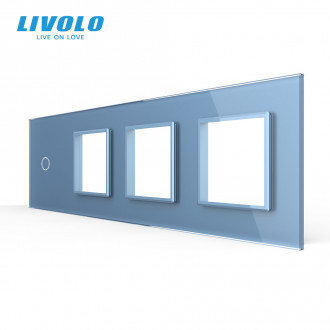 Сенсорная панель выключателя Livolo и трех розеток (1-0-0-0) голубой стекло (VL-C7-C1/SR/SR/SR-19)
