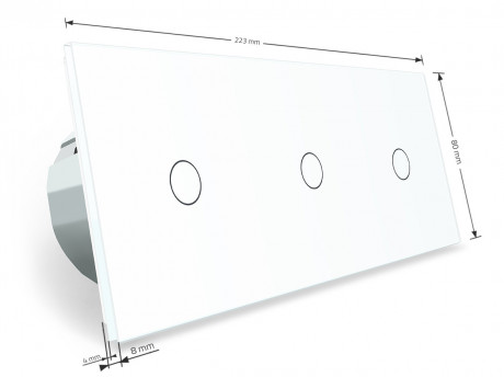 Сенсорный выключатель 3 сенсора (1-1-1) Livolo белый стекло (VL-C701/C701/C701-11)