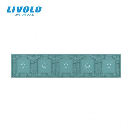 Сенсорная панель выключателя Livolo 5 каналов (1-1-1-1-1) зеленый стекло (VL-C7-C1/C1/C1/C1/C1-18)