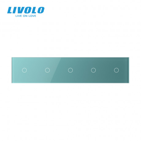 Сенсорная панель выключателя Livolo 5 каналов (1-1-1-1-1) зеленый стекло (VL-C7-C1/C1/C1/C1/C1-18)