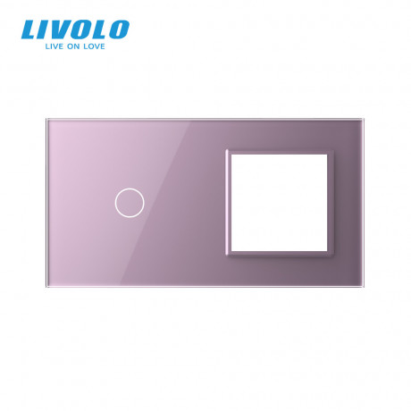 Сенсорная панель комбинированная для выключателя 1 сенсор 1 розетка (1-0) Livolo розовый стекло (C7-C1/SR-17)