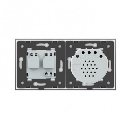 Сенсорный выключатель 2 сенсора Розетка влагозащищенная с крышкой Livolo белый стекло (VL-C702/C7C1EUWF-11)
