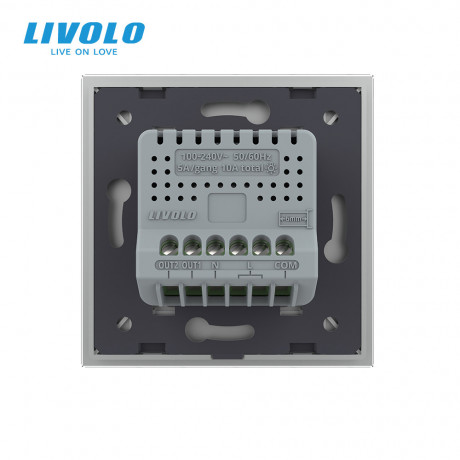 Умный сенсорный Wi-Fi проходной выключатель 2 сенсора Livolo серый стекло (VL-C7FC2SNY-2G-IP)