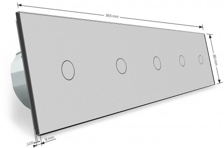Сенсорный радиоуправляемый выключатель 5 каналов (1-1-1-1-1) Livolo серый стекло (VL-C705R-15)