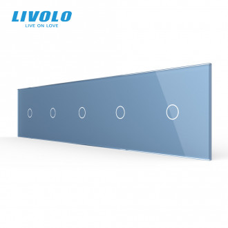 Сенсорная панель выключателя Livolo 5 каналов (1-1-1-1-1) голубой стекло (VL-C7-C1/C1/C1/C1/C1-19)