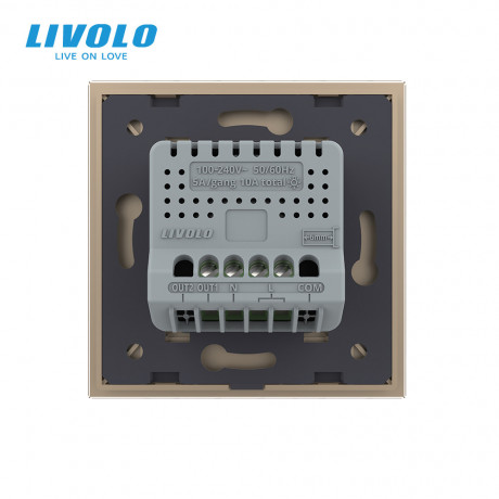 Умный сенсорный Wi-Fi выключатель 1 сенсор Livolo золотой стекло (VL-C7FC1NY-2GAP)