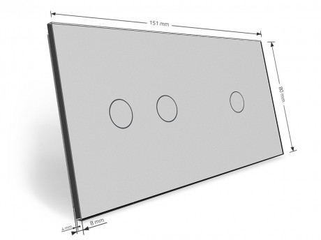 Сенсорная панель для выключателя 3 сенсора (1-2) Livolo серый стекло (C7-C1/C2-15)