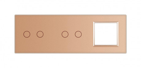 Сенсорная панель комбинированная для выключателя 4 сенсора 1 розетка (2-2-0) Livolo золото стекло