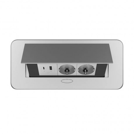 Розетка мебельная двойная с USB-A и USB-С Livolo серый (VL-SHS013-FCTC-FCUA.UCIP-S)