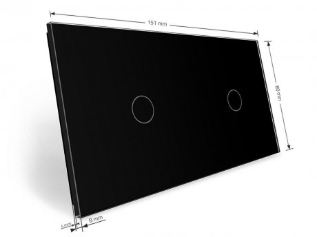 Сенсорная панель для выключателя 2 сенсора (1-1) Livolo черный стекло (C7-C1/C1-12)