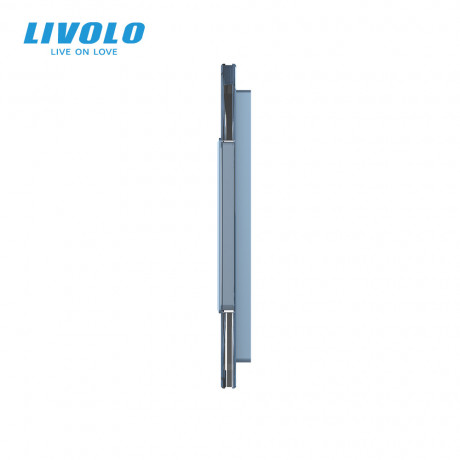 Сенсорная панель выключателя Livolo 2 канала и две розетки (1-1-0-0) голубой стекло (VL-C7-C1/C1/SR/SR-19)