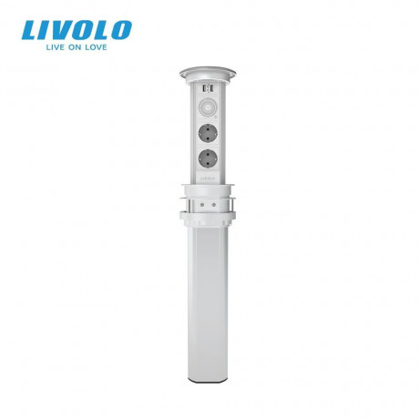 Выдвижная подъемная скрытая двойная розетка с беспроводной зарядкой с USB и Bluetooth колонкой Livolo