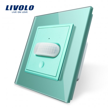 Сенсорный выключатель с датчиком движения Livolo зеленый стекло (VL-C701RG-18)