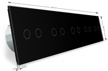Сенсорный радиоуправляемый выключатель 10 каналов (2-2-2-2-2) Livolo черный стекло (VL-C710R-12)