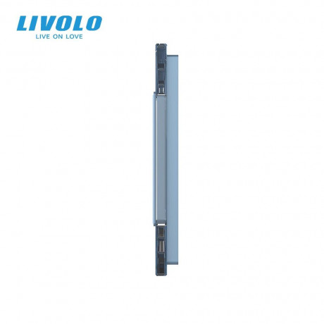Рамка розетки 5 мест Livolo голубой стекло (C7-SR/SR/SR/SR/SR-19)