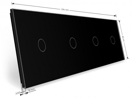 Сенсорная панель для выключателя 4 сенсора (1-1-1-1) Livolo черный стекло (C7-C1/C1/C1/C1-12)