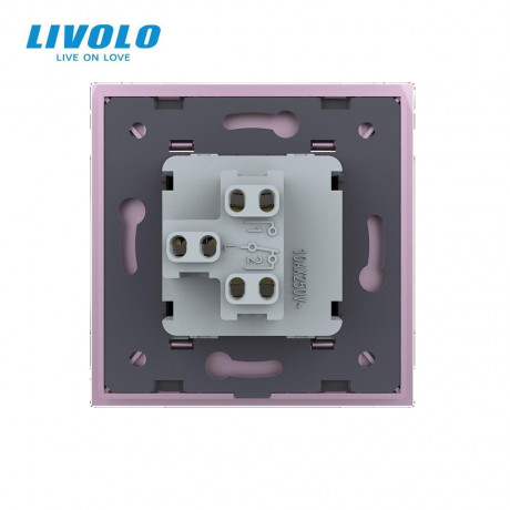Одноклавишный выключатель Livolo розовый стекло (VL-C7K1-17)