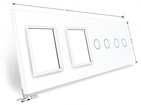 Сенсорная панель комбинированная для выключателя 4 сенсора 2 розетки (2-2-0-0) Livolo белый стекло