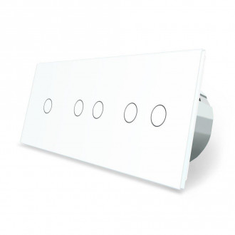 Сенсорный выключатель 5 сенсоров (1-2-2) Livolo белый стекло (VL-C701/C702/C702-11)