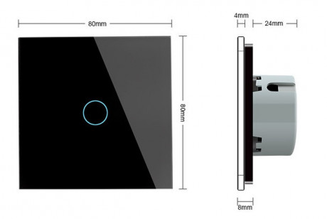 Умный сенсорный проходной ZigBee выключатель 1 сенсор Livolo черный стекло (VL-C701SZ-12)