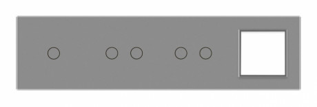 Сенсорная панель выключателя 5 сенсоров и розетку (1-2-2-0) Livolo серый стекло (VL-P701/02/02/E-8I)