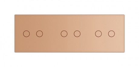 Сенсорный радиоуправляемый проходной выключатель 6 сенсоров (2-2-2) Livolo золото стекло