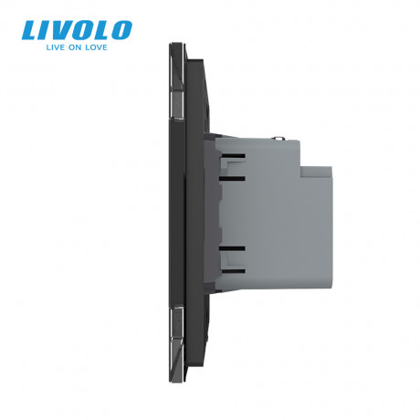 Розетка USB type C с блоком питания 45W Livolo черный (VL-C7-FCUC-2BP)
