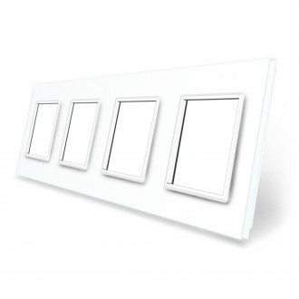 Рамка розетки 4 места Livolo белый стекло (C7-SR/SR/SR/SR-11)
