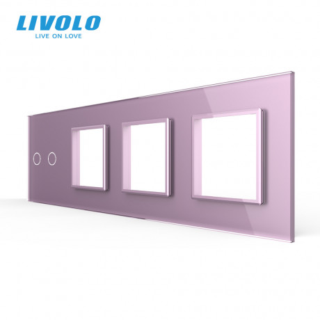 Сенсорная панель выключателя Livolo 2 канала и трех розеток (2-0-0-0) розовый стекло (VL-C7-C2/SR/SR/SR-17)