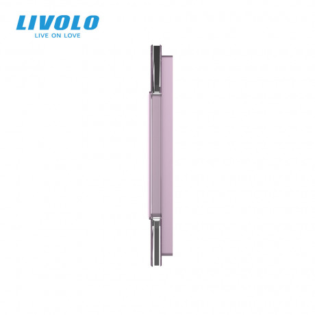 Сенсорная панель комбинированная для выключателя 2 сенсора 1 розетка (2-0) Livolo розовый стекло (C7-C2/SR-17)