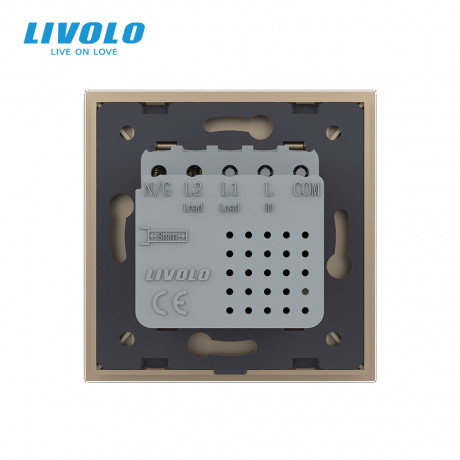 Розетка USB-A и USB-C 36W Livolo золотой стекло (VL-C7FCUA18W.UC18W-2AP)
