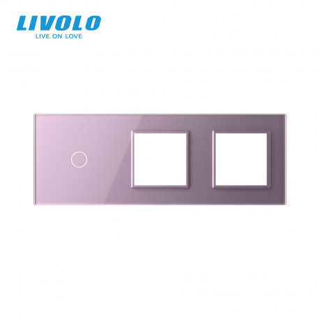 Сенсорная панель выключателя Livolo и двух розеток (1-0-0) розовый стекло (VL-C7-C1/SR/SR-17)