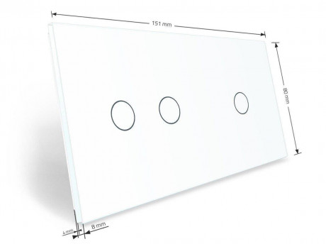 Сенсорная панель для выключателя 3 сенсора (1-2) Livolo белый стекло (C7-C1/C2-11)