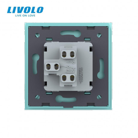 Одноклавишный проходной выключатель Livolo зеленый стекло (VL-C7K1S-18)