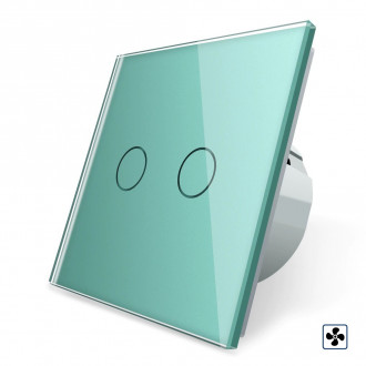 Сенсорный выключатель Livolo для ванной комнаты свет и вытяжка зеленый стекло (VL-C702-2IH-18)
