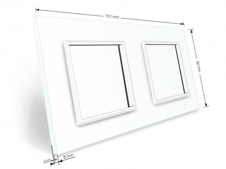 Рамка розетки 2 места Livolo белый стекло (VL-P7E/E-4W)