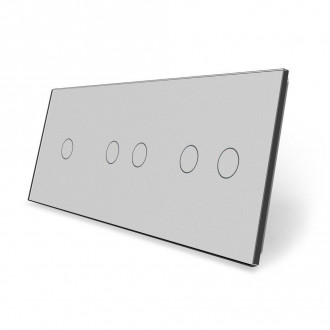 Сенсорная панель для выключателя 5 сенсоров (1-2-2) Livolo серый стекло (C7-C1/C2/C2-15)