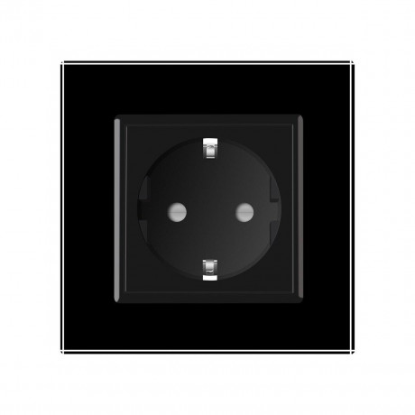Розетка с заземлением Livolo черный стекло (VL-C7C1EU-12)