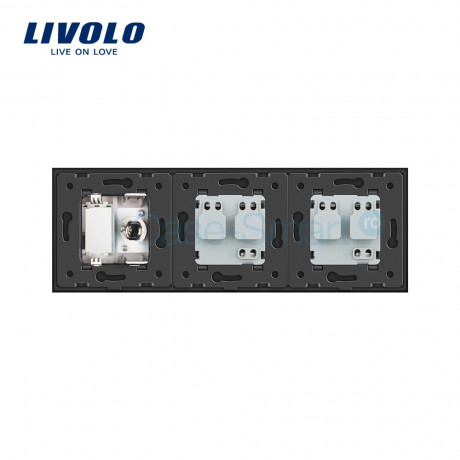 Розетка трехместная комбинированная Силовая ТВ Livolo белый стекло (VL-C7C2EU1VK0-11)