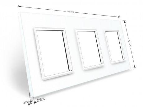 Рамка розетки 3 места Livolo белый стекло (C7-SR/SR/SR-11)
