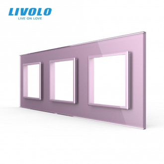 Рамка розетки 3 места Livolo розовый стекло (C7-SR/SR/SR-17)