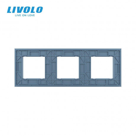 Рамка розетки 3 места Livolo голубой стекло (C7-SR/SR/SR-19)