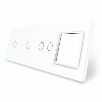 Сенсорная панель выключателя 4 сенсора и розетку (1-1-2-0) Livolo белый стекло (VL-P701/01/02/E-8W)
