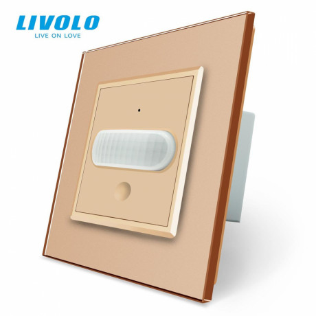 Датчик присутствия и движения с сенсорным выключателем Livolo золото стекло (VL-C701RG-13)