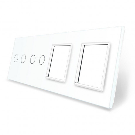 Сенсорная панель комбинированная для выключателя 4 сенсора 2 розетки (2-2-0-0) Livolo белый стекло