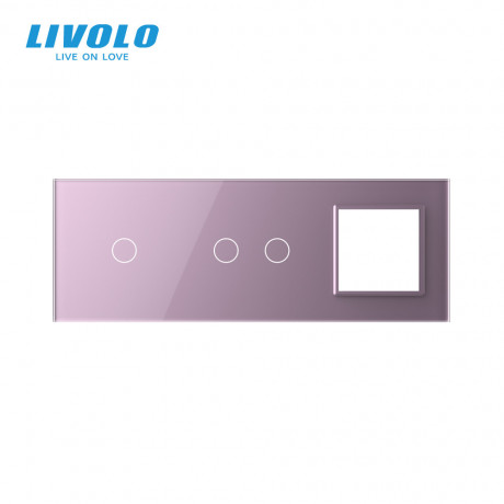 Сенсорная панель выключателя Livolo 3 каналов и розетку (1-2-0) розовый стекло (VL-C7-C1/C2/SR-17)