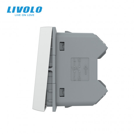 Механизм двухклавишный перекрестный выключатель Livolo серый (VL-FCMM10A-1IP)