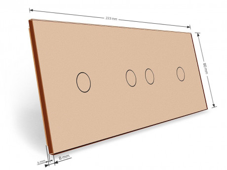 Сенсорная панель для выключателя 4 сенсора (1-2-1) Livolo золото стекло (C7-C1/C2/C1-13)